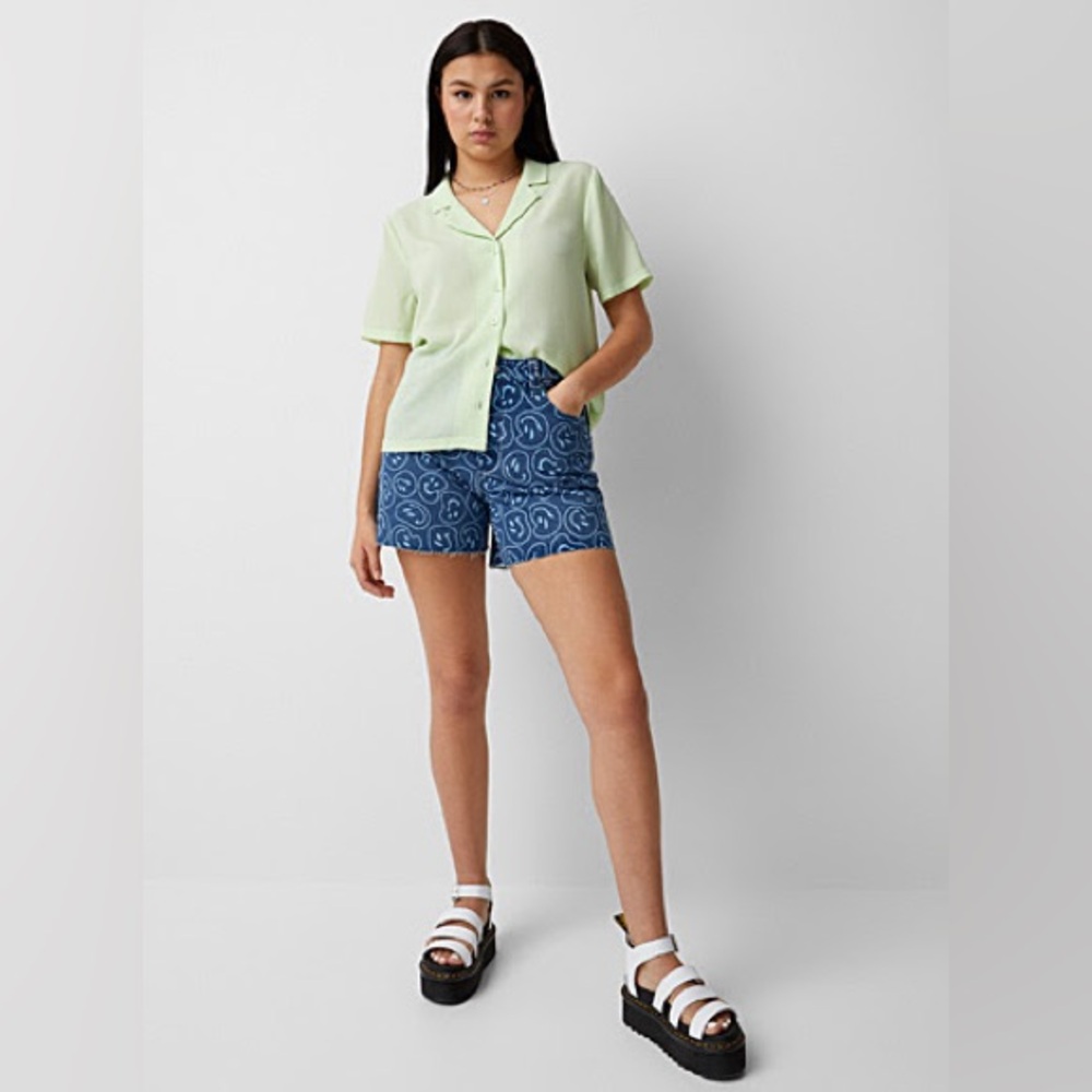 Twik Waffled Open Collar Lime Green Shirt